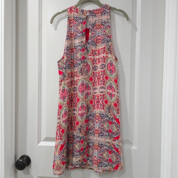 LULUS Design Major Red Print Sleeveless Swing Mini Dress, Moroccan Print, Size M - Picture 5 of 14